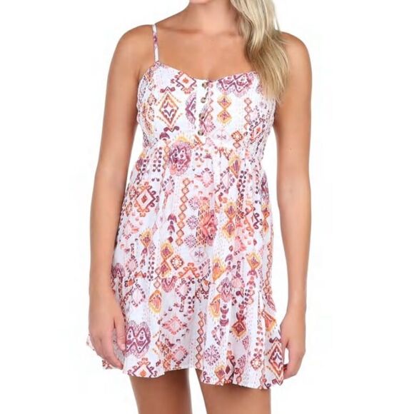 Jolie & Joy Juniors Mosaic Smocked Button Front Dress Size Large - Picture 1 of 14